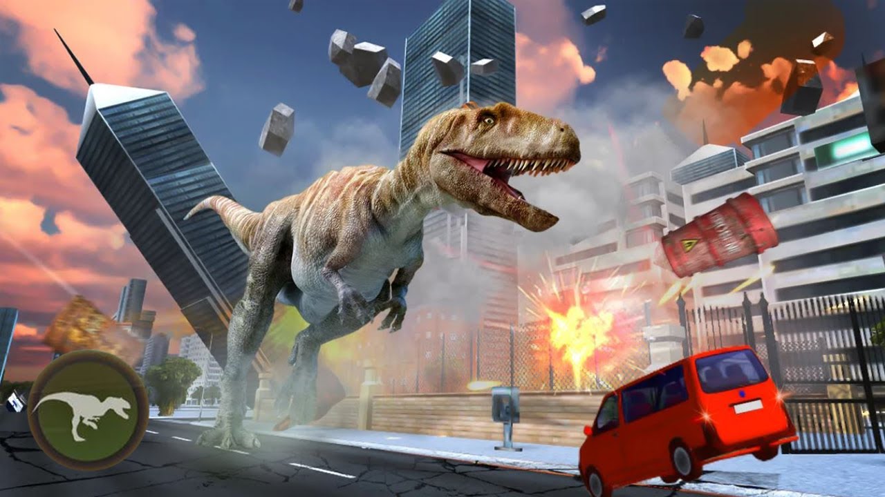 VIREI UM DINOSSAURO E DEVOREI A CIDADE TODA → Dinosaurs Terrorising the  City [ jogo de celular ] 📱🎮 