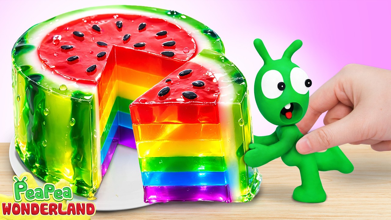 Pea Pea vs The Giant Rainbow Watermelon Jelly! - Pea Pea Wonderland