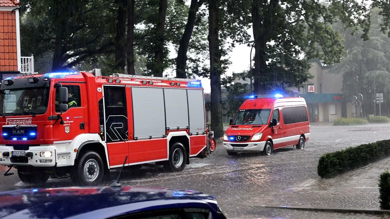 Feuerwehreinsatz bei Starkregen am 22 08 2021 in Lindern