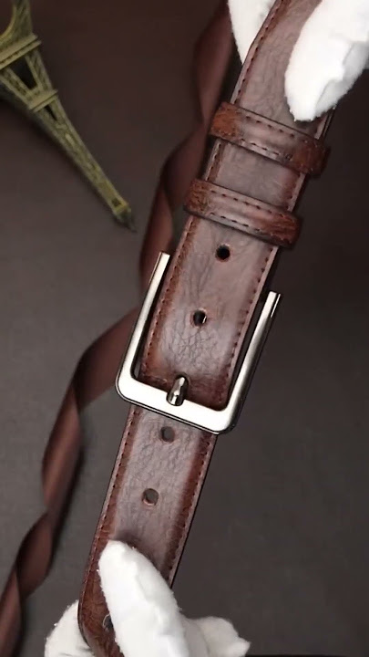 Cowhide leather belt with automatic buckle imported from Korea