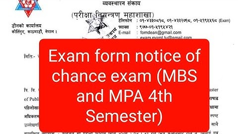 Exam form notice of chance exam (MBS and MPA 4th Semester)