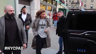Zendaya surprises fans at a private screening of challengers in New York City.,