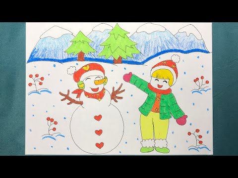 Video VẼ TRANH MÙA ĐÔNG | VẼ NGƯỜI TUYẾT | draw winter... - youtube