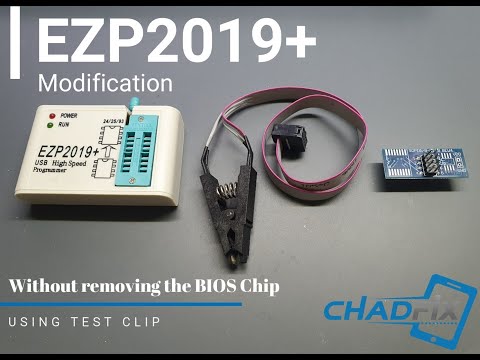 Programming BIOS without Removing the Chip using a Modified EZP2019+ with Test Clip