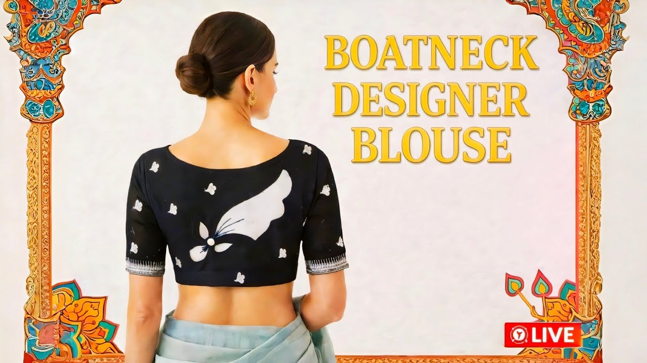 Boatneck Blouse Cutting 🔴LIVE