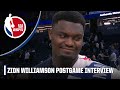 Zion Williamson talks Pels’ 36-POINT WIN vs. Warriors | NBA on ESPN