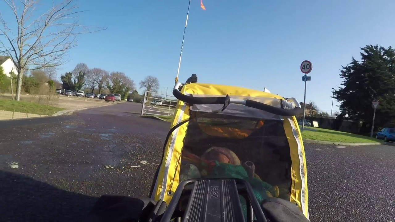 Baby in bicycle trailer. Review in description YouTube