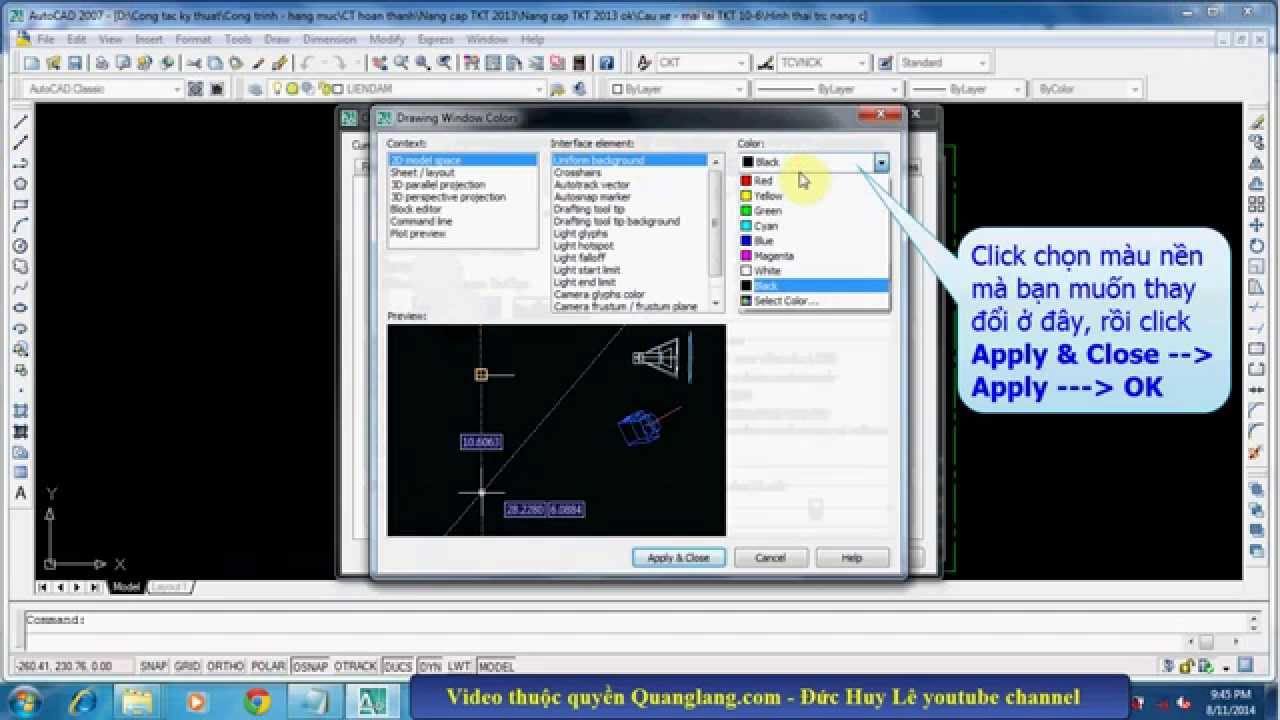 Cách Thay Đổi Màu Nền Trong Bản Vẽ Autocad - Youtube