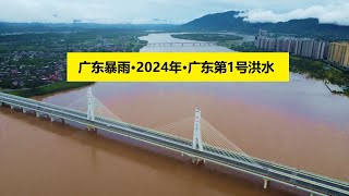 🔴广东大范围暴雨天气，2024年广东第1号洪水来了。🌍提醒大家注意防御暴雨和洪水，注意安全！☔️