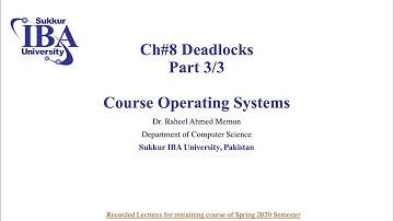 Deadlocks Part 3/3 (Sukkur IBA University)