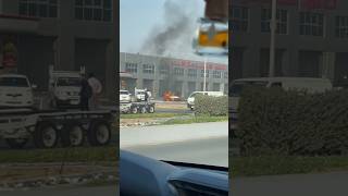 Car gets fire in Abudhabi , mussaffah fire abudhabi mussafah uae uaenews