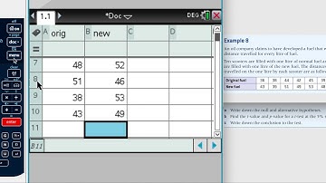 Example 8 t test on Nspire CX