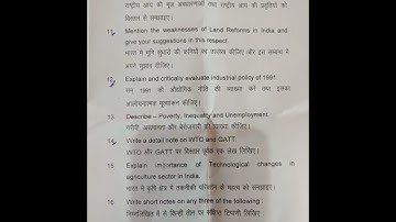 Indian economy Questions paper B.com 3rd sem // Shri dev suman University 2021-2022