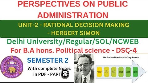 Unit-2-RATIONAL DECISION MAKING-Herbert Simon-Public Administration| B.A hons Pol. Sci.|DSC-4-PART-2