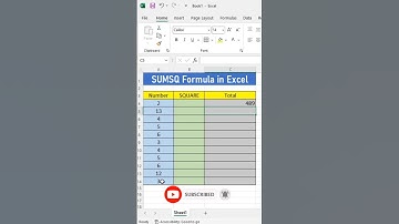 sumsq function / sumsq formula in excel / #excelformula/ #viralvideo