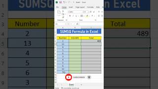 sumsq function / sumsq formula in excel / #excelformula/ #viralvideo