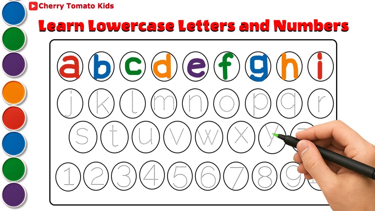 Learn Lowercase Letters a to z & Numbers 1 to 10 | Alphabet Tracing for Kids | Cherry Tomato Kids