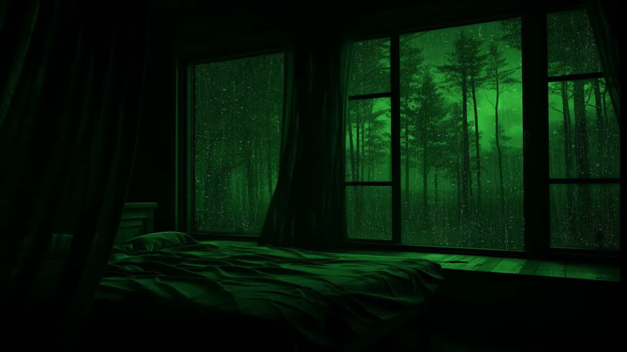 Calm Your Mind with Window Rain – Serene Forest Night Thunderstorm ASMR for Better Sleep