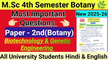 M.Sc 4th Semester (Paper-2nd) Botany Most Important Question All University Students #mscbotany #msc