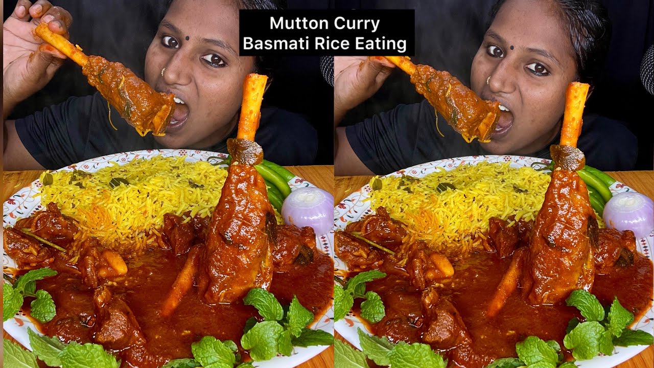 Mutton Curry Basmati Rice Eating Challenge | Video 98