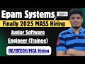 ❤️EPAM Mass Hiring (All Colleges Eligible) |Epam Off Campus Drive 2025 | BE/BTECH/MCA |Breaking News