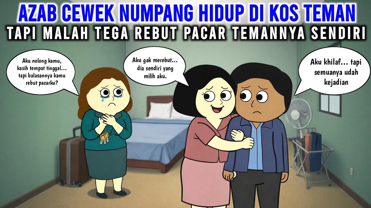 AZAB CEWEK NUMPANG HIDUP DI KOS TEMAN, TAPI MALAH TEGA REBUT PACAR TEMANNYA SENDIRI | ANIMASI AZAB