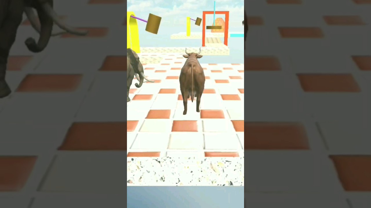 Animal Crossing Fountain Race😱Bulls, Elephant, Lion Kids Game Story 