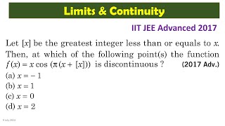 🌸Limits involving greatest integer function,   Previous year questions of IIT JEE Advanced Maths