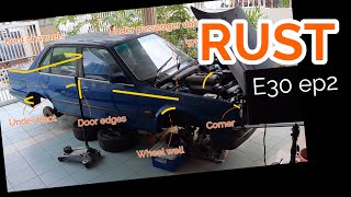 BMW E30 Project ep2 - Hood strut and Rust Converter