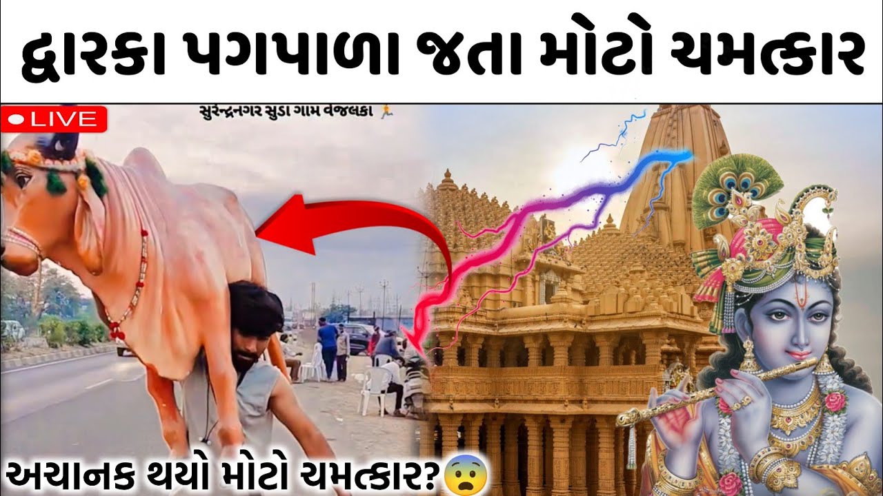 દ્વારકા પગપાળા જતા મોટો ચમત્કાર!😨શ્રીકૃષ્ણનો અચાનક ચમત્કાર જોઈલો😥dwarka pagala live Aarti video 