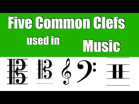 Five Clefs Used in Music: Bass ,treble,,Alto, Tenor and Percussion Clef