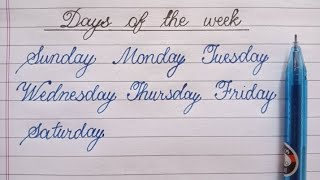 Days Of The Week In Cursive Handwritingamit Calligraphy