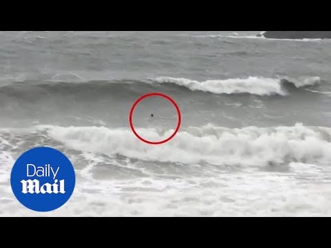 Swimmer risks life in strong waves whipped up by Storm Callum