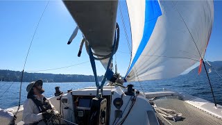 Double-Handing a Trimaran at the Cow Bay Regatta - Cockpit View!!!