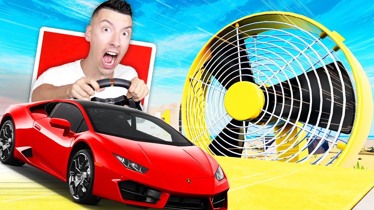 Test de VOITURES RAPIDES vs VENTILATEURS GÉANTS dans BeamNG Drive Mods !