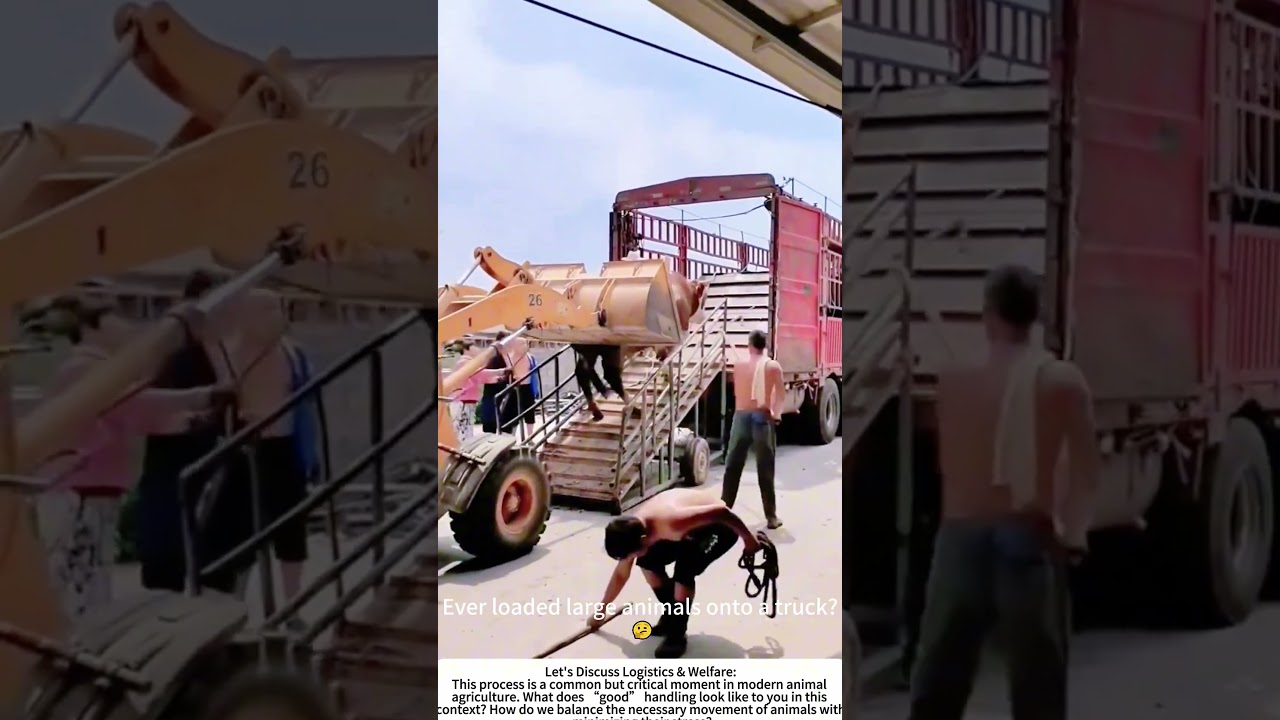 On the Move: Loading Cattle onto a Transport Truck 🚚