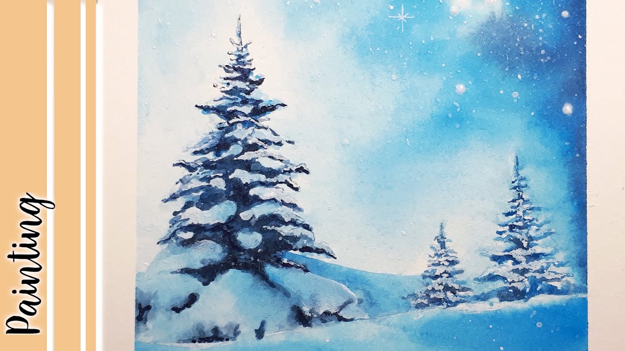 SNOWY CHRISTMAS | WHITE CHRISTMAS [Watercolor Christmas Card] - YouTube