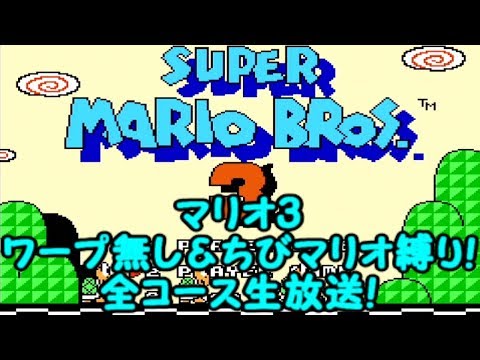 マリオ3 ちびマリオ縛り＆ワープ無しで全コース生放送! - マリオ3 ちびマリオ縛り＆ワープ無しで全コース生放送!