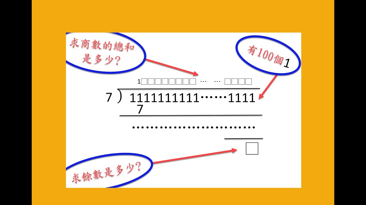 100個1的100位數除以7的商和餘數