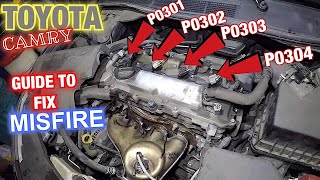 Toyota Camry Cylinder 1 to 4 MisFire, fix it yourself  P0301 P0203 P0303 P0304 (DIY) Guide