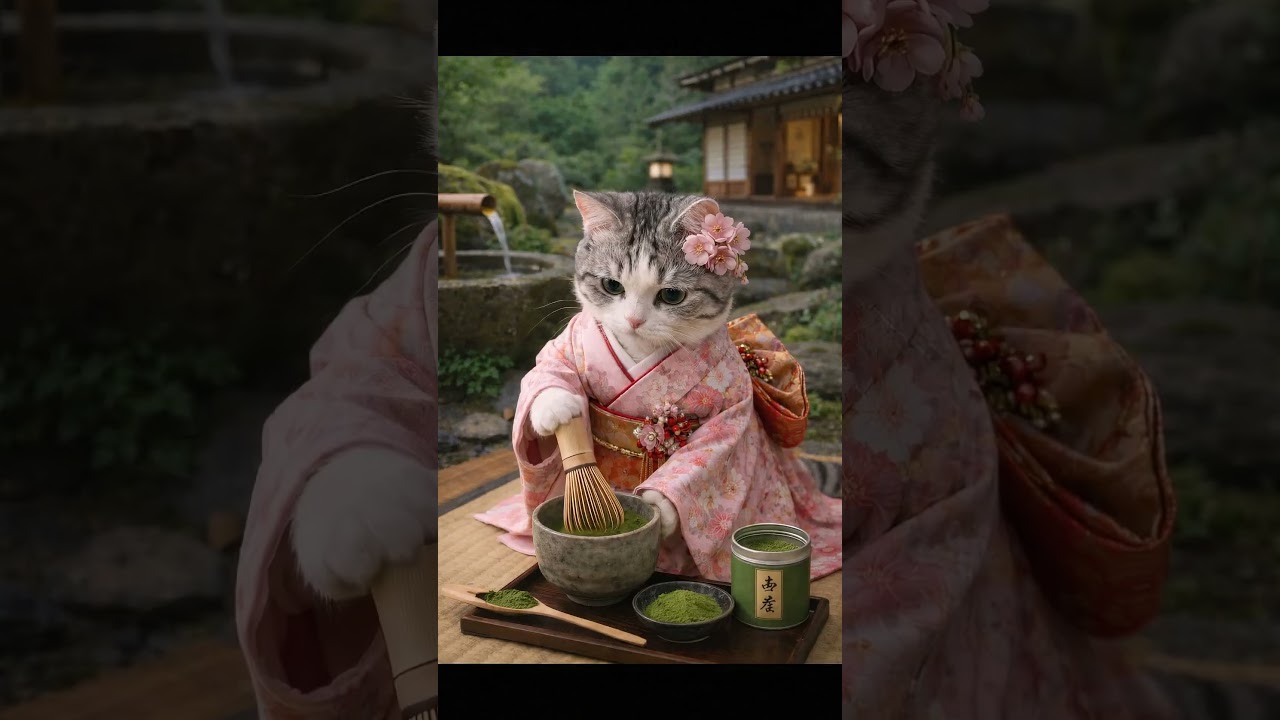 Kimono Cat's Tea Ceremony – A Moment of Zen