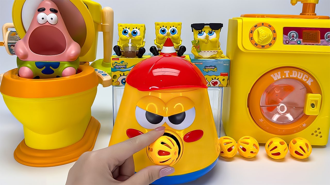 Spongebob & Patrick Star Toilet & Laundry ASMR Toy 🌈 Satisfying Unboxing With Boom ASMR Review Toys