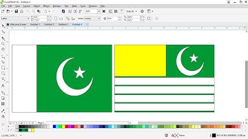 How can make Pakistan and Kashmir Flag in CorelDraw X8 in Urdu & Hindi