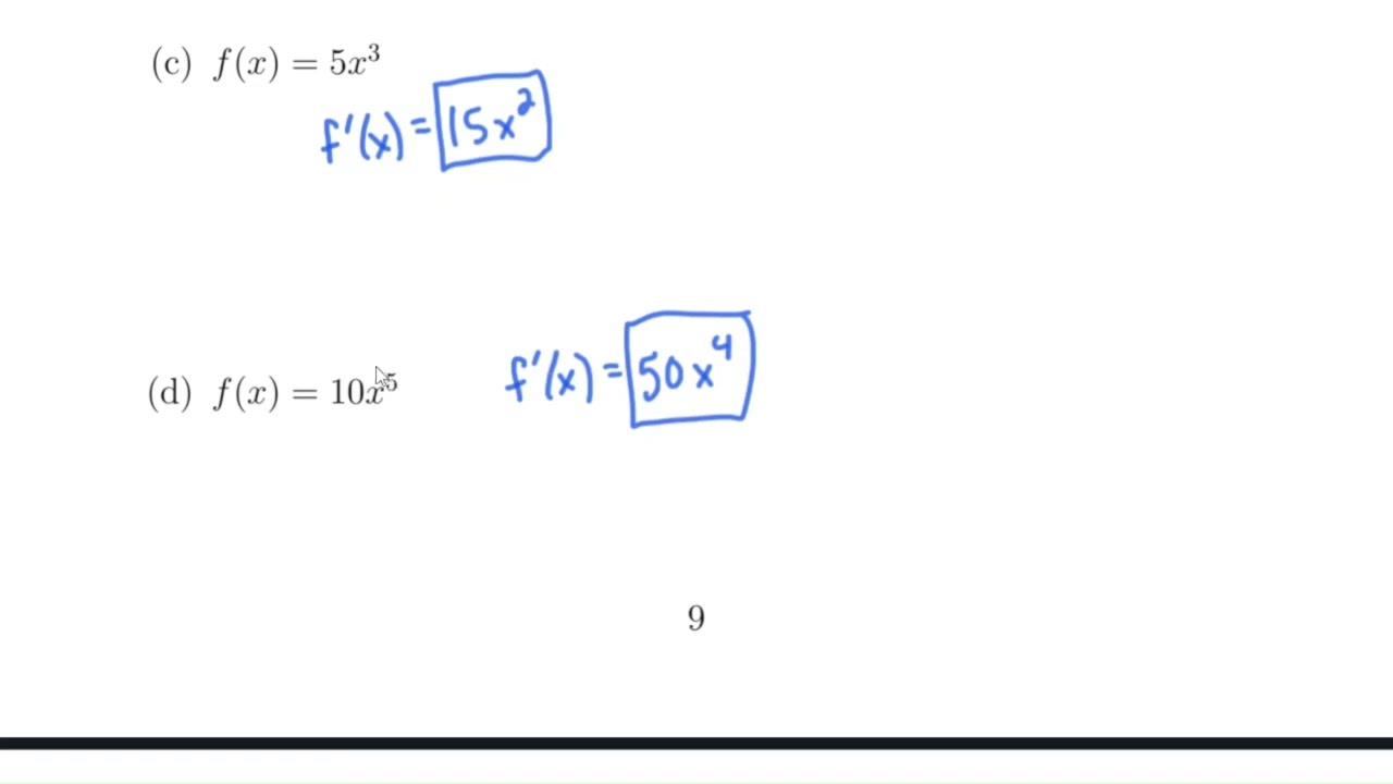 Basic Derivative Properties and Examples