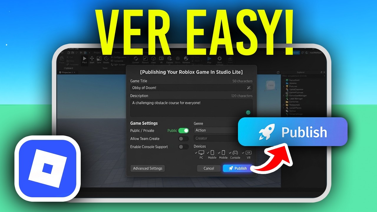 Publishing Your Roblox Game In Studio Lite 2026 Very Easy YouTube 