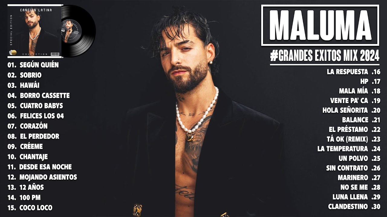 MALUMA GRANDES XITOS MIX 2024   LBUM COMPLETO 2024   MEJOR COLECCIN DE CANCIONES DE MALUMA 2024