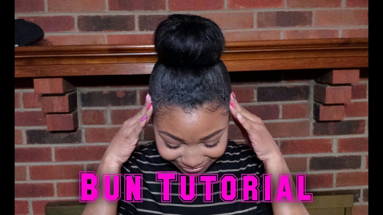 How To Big Bun HAIR TUTORIAL Relaxed Hair NO Weave Required! YouTube