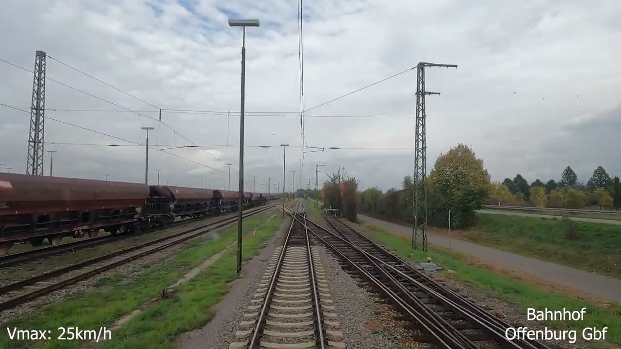 Führerstandsmitfahrt | Mit 600 Meter nach Mannheim | Offenburg Gbf ➡️via Kehl➡️ Mannheim Gbf | Br187