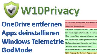 W10Privacy: OneDrive deinstallieren, Windows 10 Apps löschen und Telemetrie deaktivieren