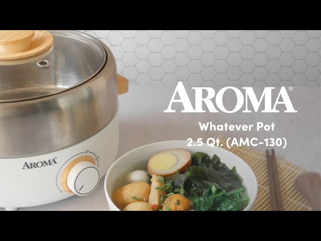 Get Aroma Stainless Steel 2 in 1 Hot Pot with Glass Lid, White 2.5 L  (AMC-130) Delivered